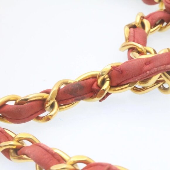 CHANEL Mademoiselle Big Coco Double Chain Shoulder Bag Lamb Skin Red Auth 29129A - Picture 9 of 16